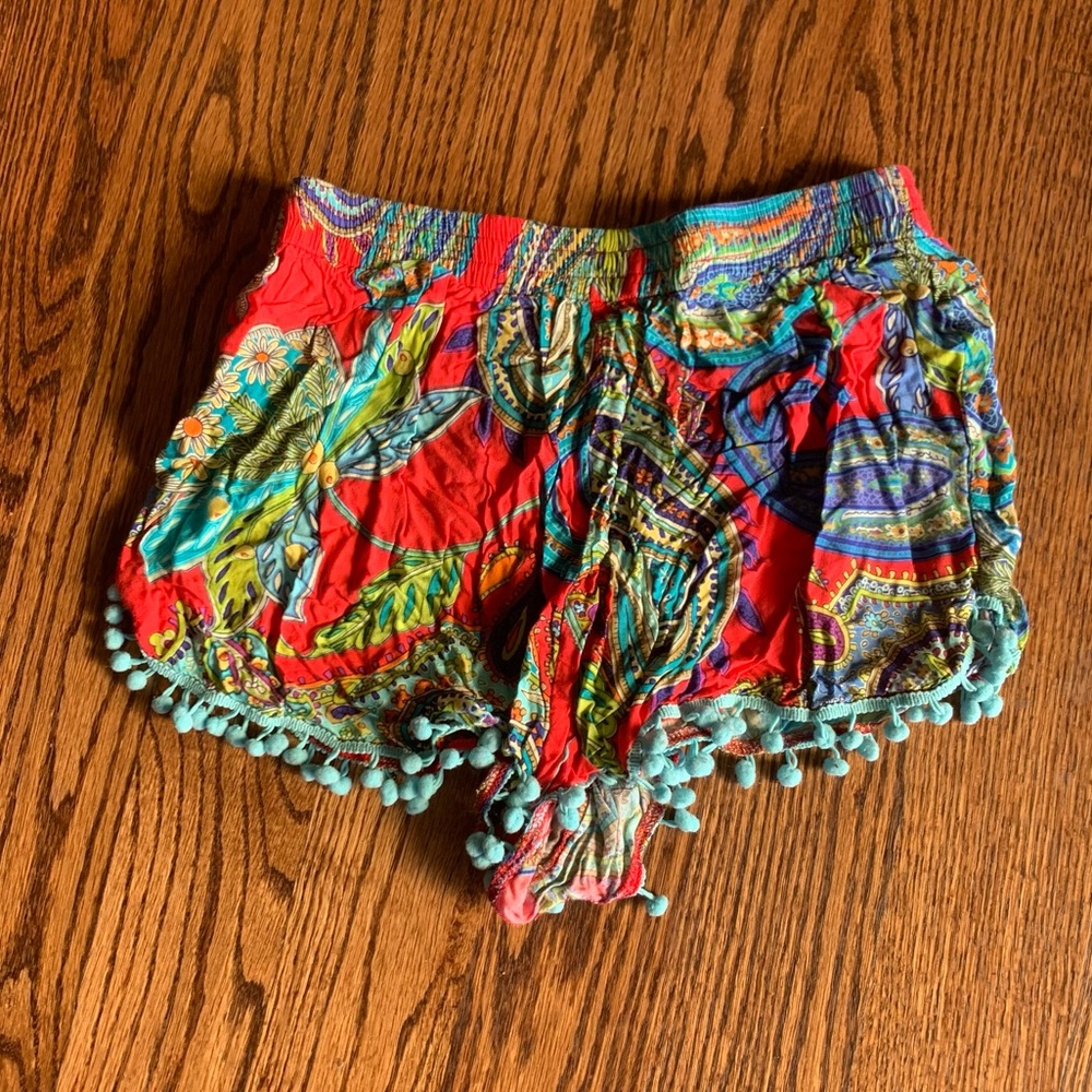 Pom Pom trim stretch waistband shorts